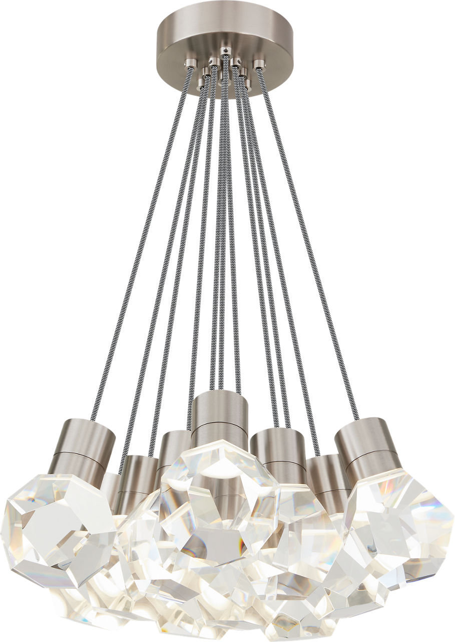 Kira Pendant 11-Light Black/White Cord Satin Nickel LED 90 CRI 3000K 120V