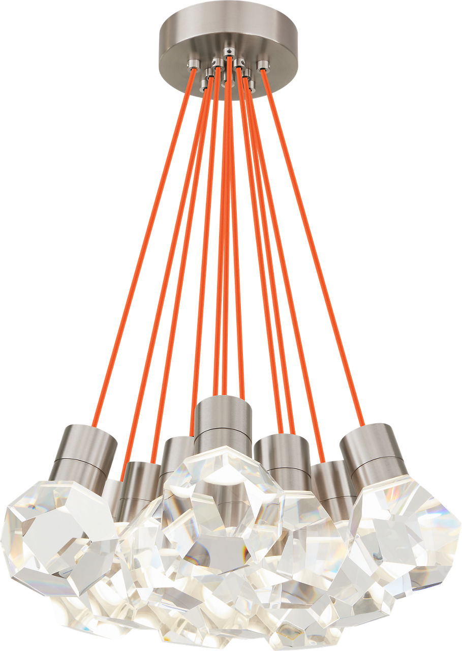 Kira Pendant 11-Light Orange Cord Satin Nickel 3000K Integrated LED 90 CRI 3000K 120V