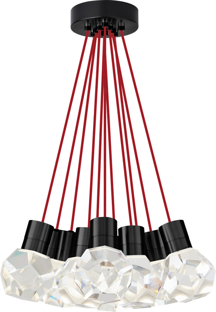 Kira Pendant 11-Light Red Cord Black 3000K Integrated LED 90 CRI 3000K 120V