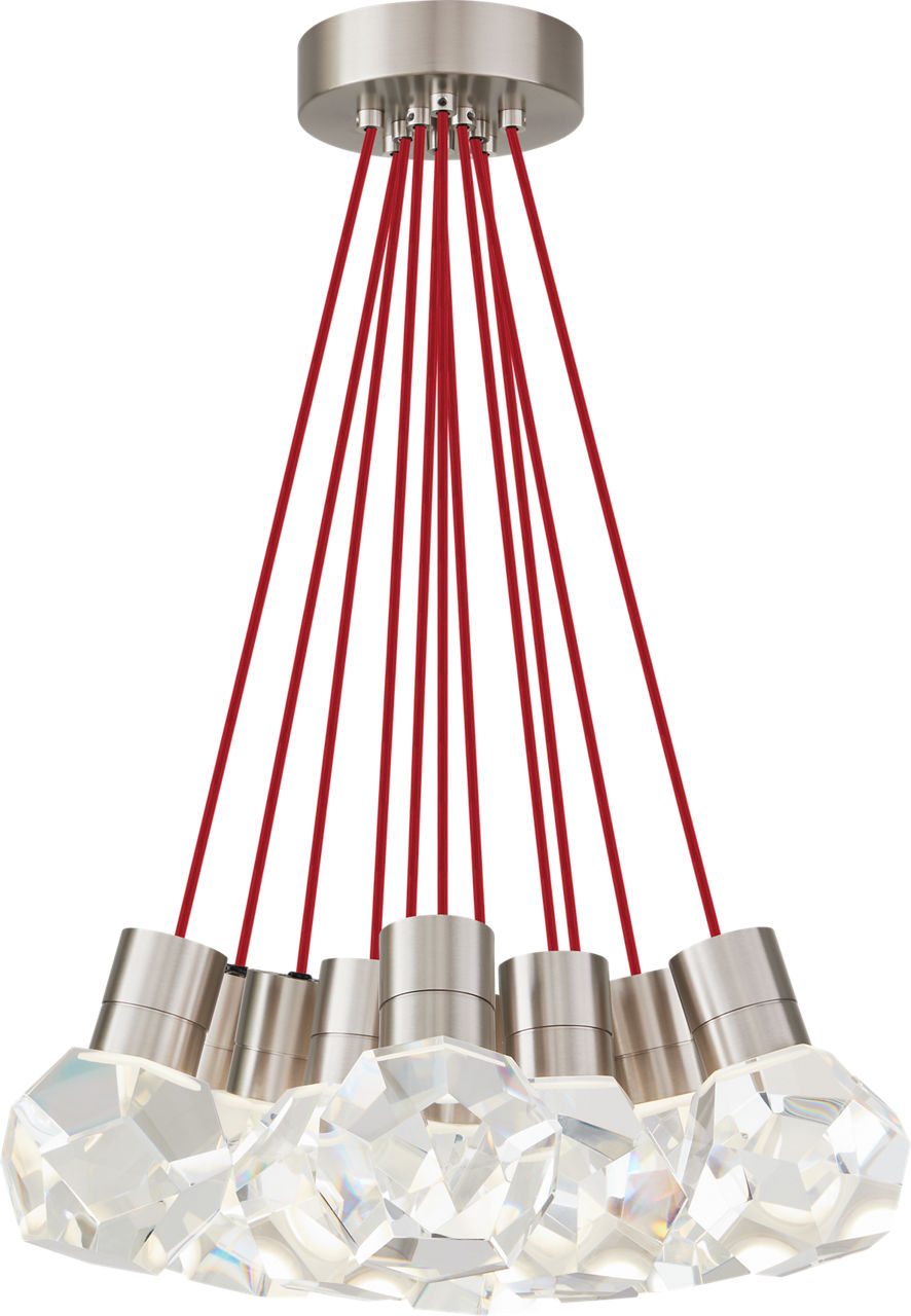 Kira Pendant 11-Light Red Cord Satin Nickel 3000K Integrated LED 90 CRI 3000K 120V