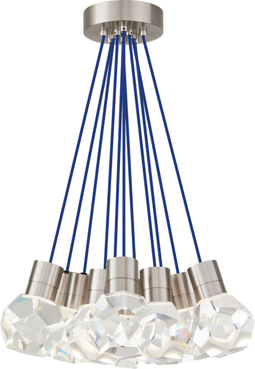 Kira Pendant 11-Light Blue Cord Satin Nickel 3000K Integrated LED 90 CRI 3000K 120V