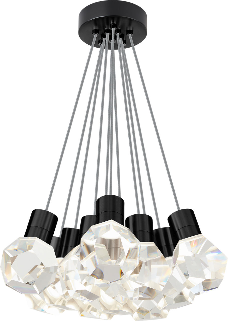 Kira Pendant 11-Light Gray Cord Black LED 90 CRI 3000K 120V