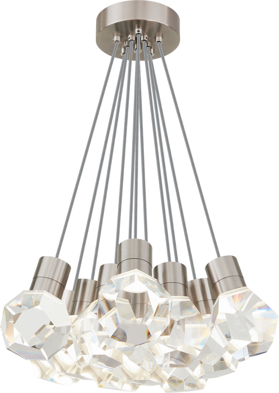 Kira Pendant 11-Light Gray Cord Satin Nickel LED 90 CRI 3000K 120V