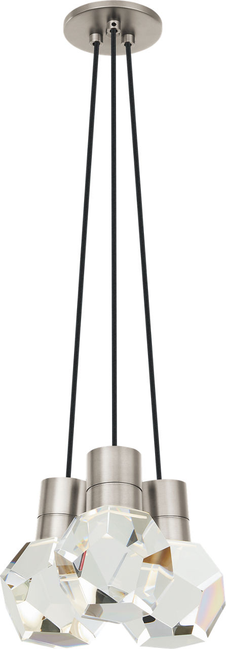 Kira Pendant 3-Light Black Cord Satin Nickel LED 90 CRI 3000K 120V