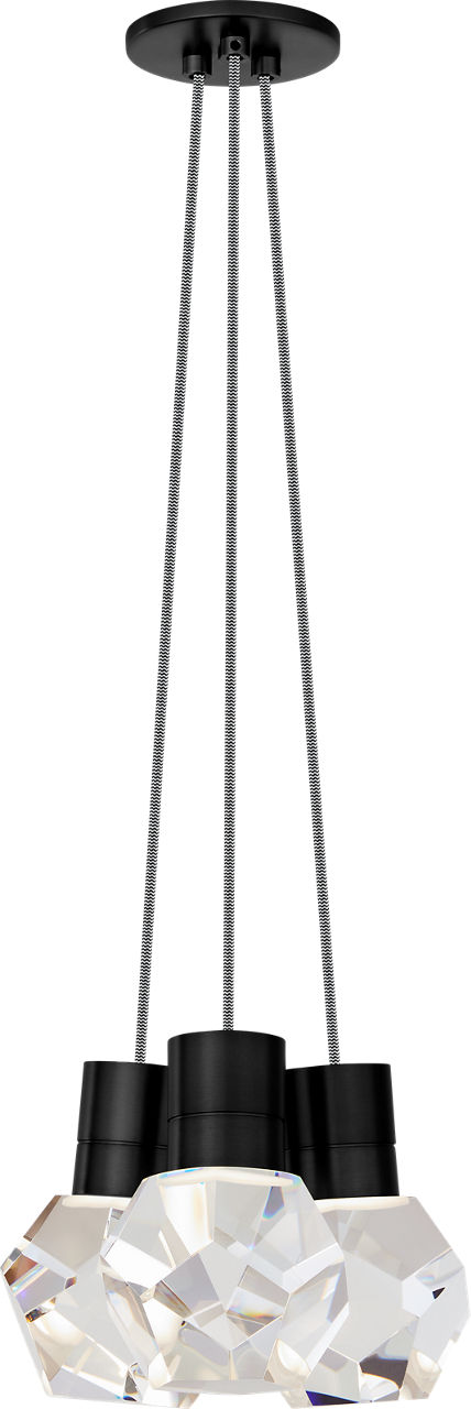 Kira Pendant 3-Light Black/White Cord Black LED 90 CRI 3000K 120V