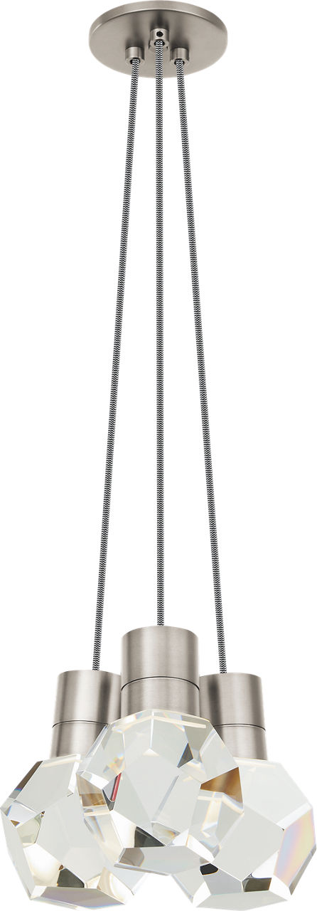 Kira Pendant 3-Light Black/White Cord Satin Nickel LED 90 CRI 3000K 120V