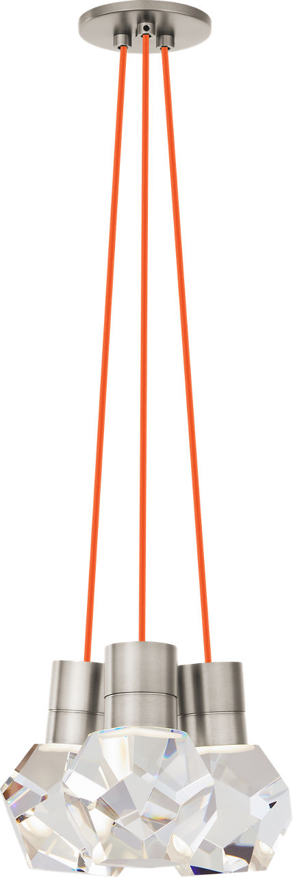 Kira Pendant 3-Light Orange Cord Satin Nickel LED 90 CRI 3000K 120V