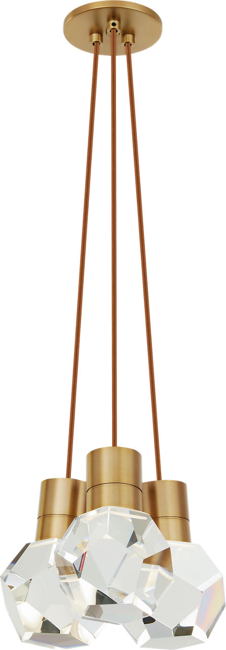 Kira Pendant 3-Light Copper Cord Natural Brass Integrated LED 90 CRI 3000K 120V