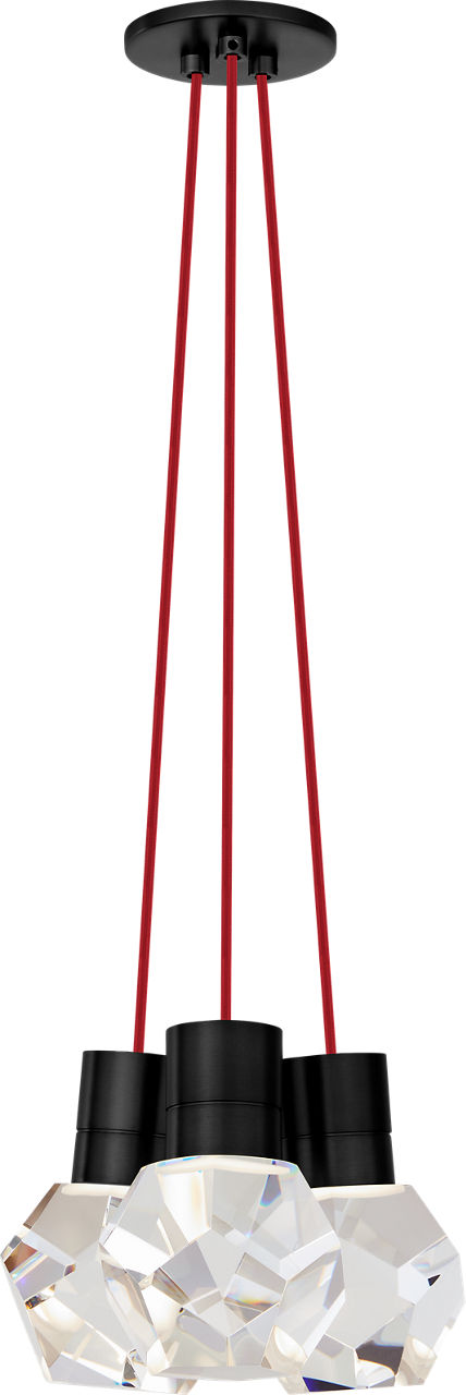 Kira Pendant 3-Light Red Cord Black LED 90 CRI 3000K 120V