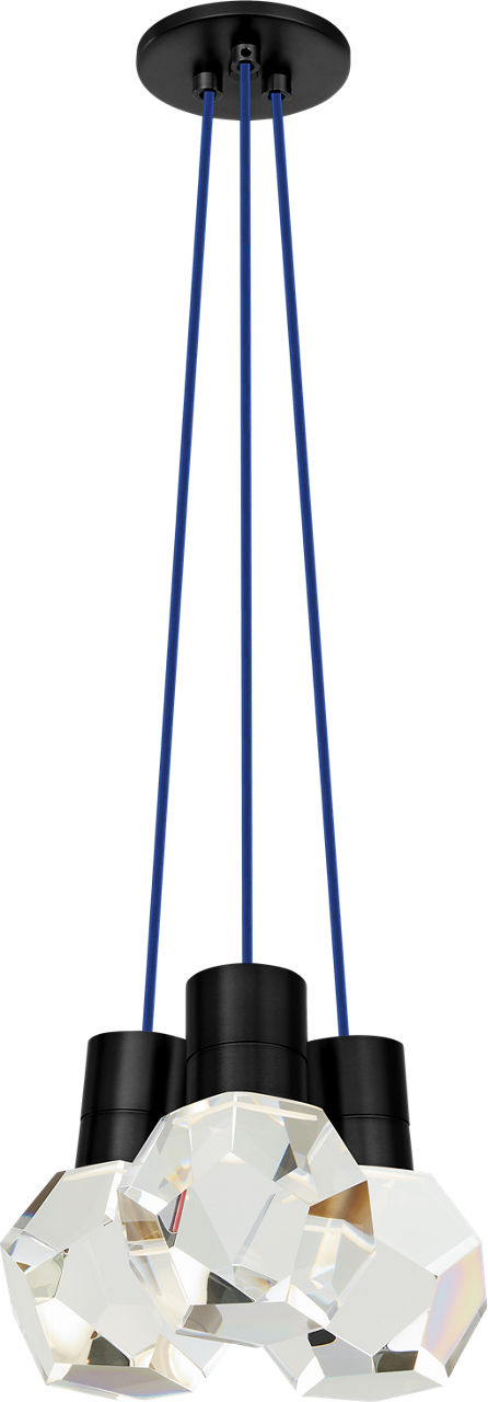 Kira Pendant 3-Light Blue Cord Black 3000K Integrated LED 90 CRI 3000K 120V