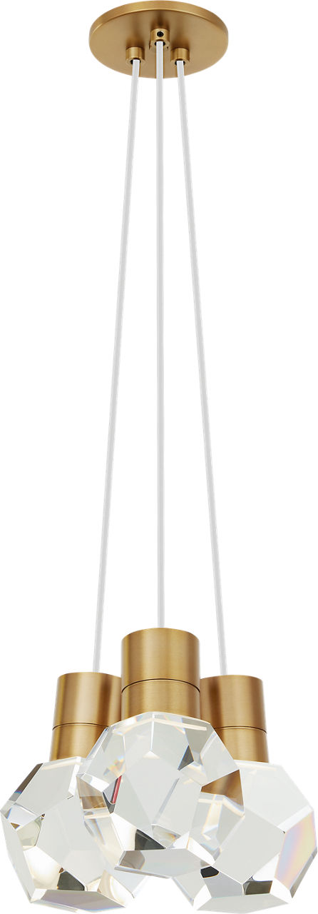 Kira Pendant 3-Light White Cord Natural Brass Integrated LED 90 CRI 3000K 120V