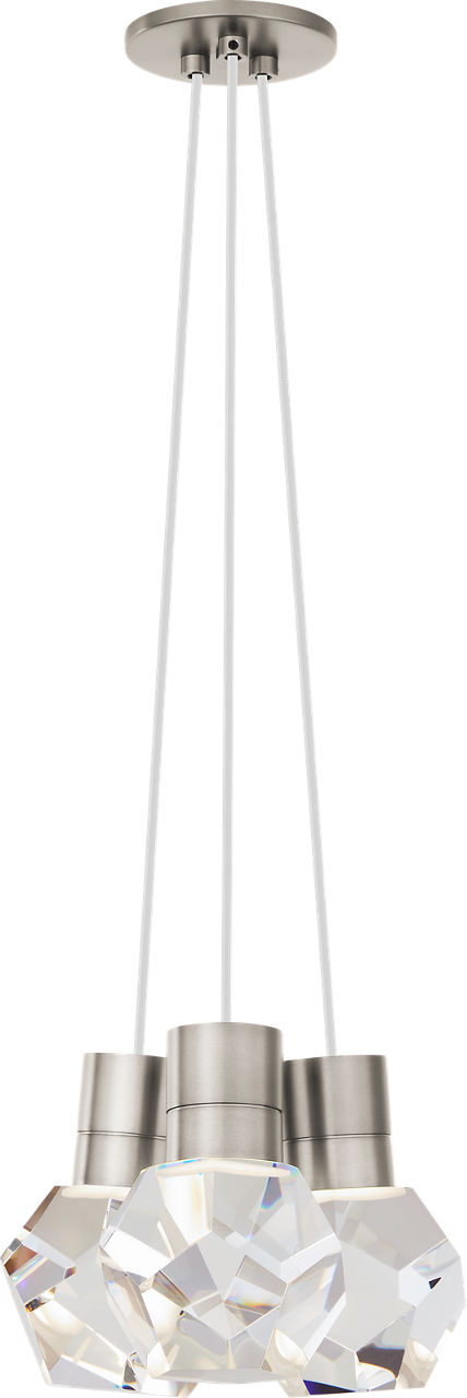 Kira Pendant 3-Light White Cord Satin Nickel 2200K Integrated LED 90 cri 2200k 120v