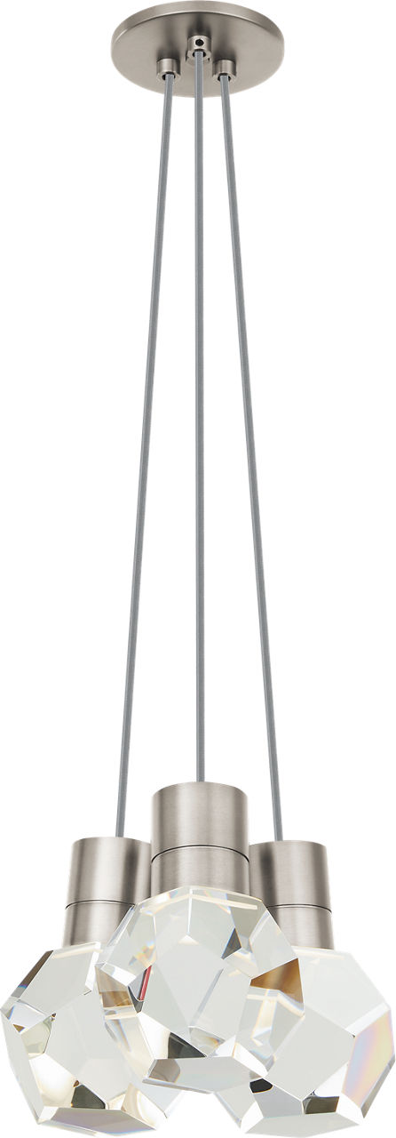 Kira Pendant 3-Light Gray Cord Satin Nickel LED 90 CRI 3000K 120V
