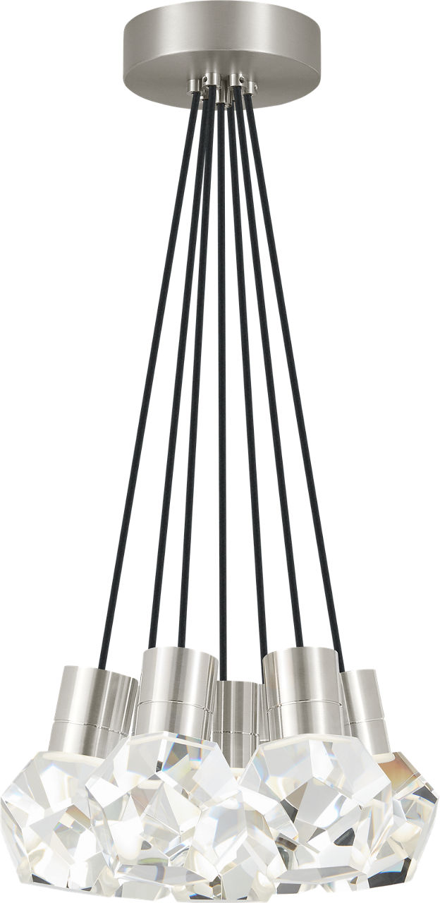 Kira Pendant 7-Light Black Cord Satin Nickel 3000K Integrated LED 90 CRI 3000K 120V