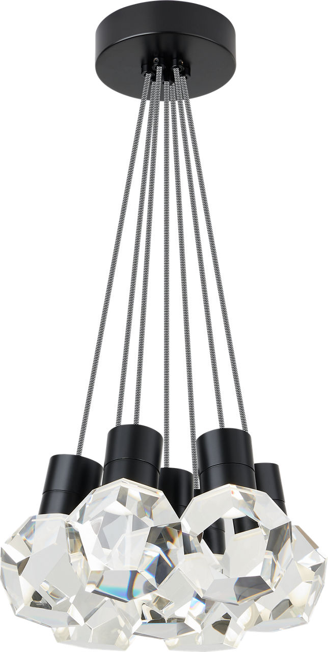 Kira Pendant 7-Light Black/White Cord Black 3000K Integrated LED 90 CRI 3000K 120V