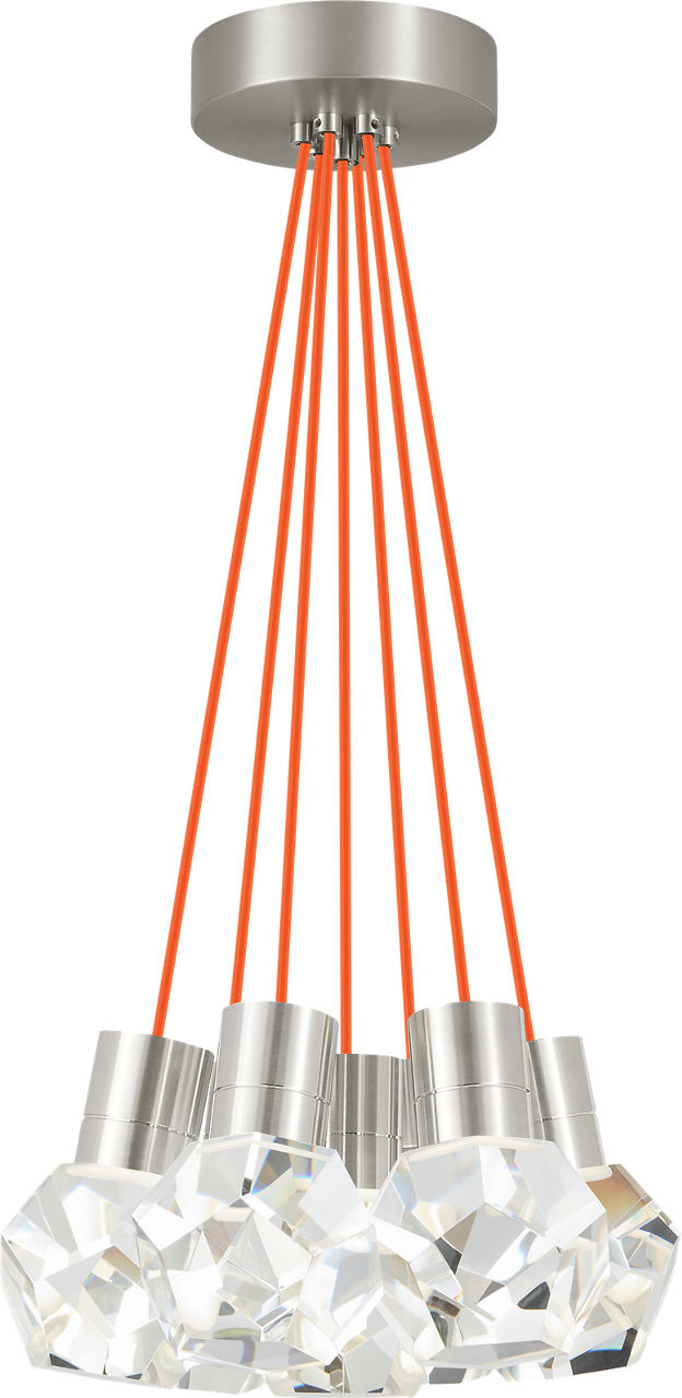 Kira Pendant 7-Light Orange Cord Satin Nickel 3000K Integrated LED 90 CRI 3000K 120V