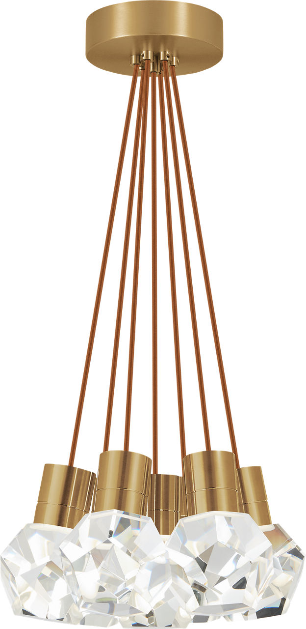 Kira Pendant 7-Light Copper Cord Natural Brass Integrated LED 90 CRI 3000K 120V