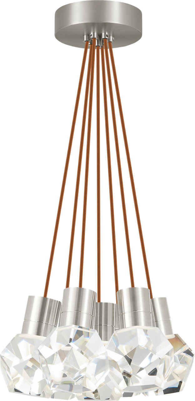 Kira Pendant 7-Light Copper Cord Satin Nickel 3000K Integrated LED 90 CRI 3000K 120V