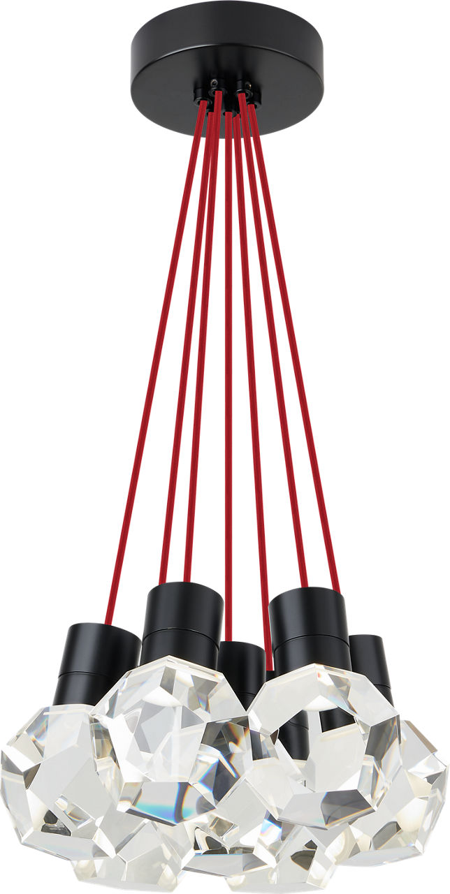 Kira Pendant 7-Light Red Cord Black LED 90 CRI 3000K 120V