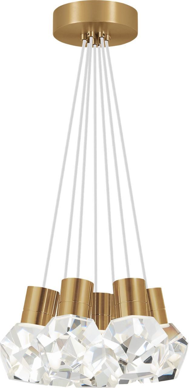 Kira Pendant 7-Light White Cord Natural Brass Integrated LED 90 CRI 3000K 120V
