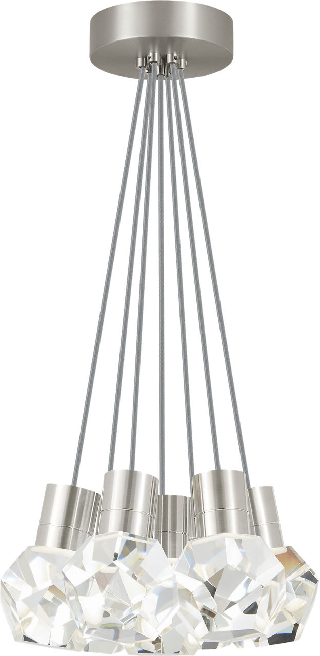 Kira Pendant 7-Light Gray Cord Satin Nickel 3000K Integrated LED 90 CRI 3000K 120V