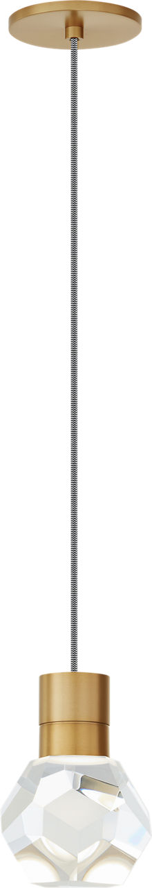 Kira Pendant 1-Light Black/White Cord Natural Brass Integrated LED 90 CRI 3000K 120V