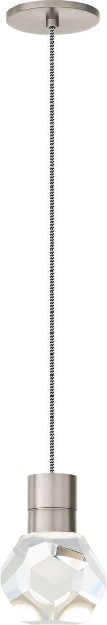 Kira Pendant 1-Light Black/White Cord Satin Nickel LED 90 CRI 3000K 120V