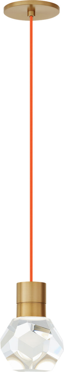 Kira Pendant 1-Light Orange Cord Natural Brass Integrated LED 90 CRI 3000K 120V
