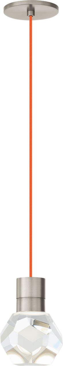 Kira Pendant 1-Light Orange Cord Satin Nickel LED 90 CRI 3000K 120V