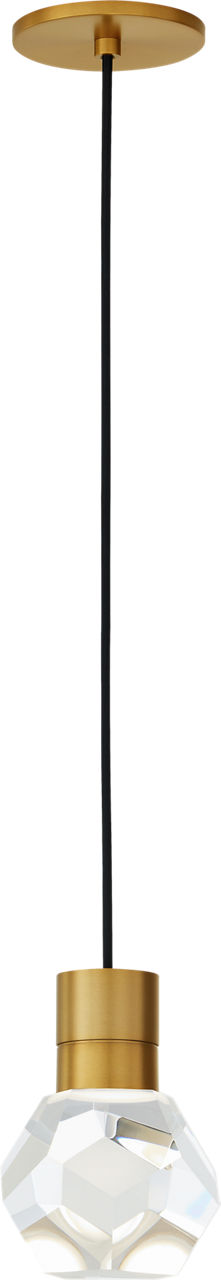 Kira Pendant 1-Light Black Cord Natural Brass Integrated LED 90 CRI 3000-2200K 120V