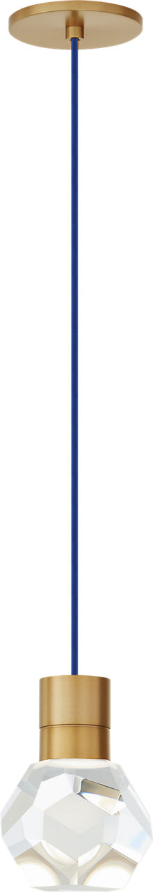 Kira Pendant 1-Light Blue Cord Natural Brass Integrated LED 90 CRI 3000-2200K 120V