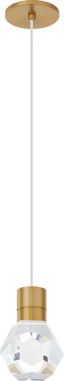 Kira Pendant 1-Light White Cord Natural Brass Integrated LED 90 cri 2200k 120v