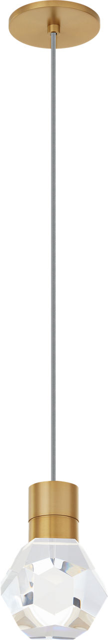 Kira Pendant 1-Light Gray Cord Natural Brass Integrated LED 90 CRI 3000K 120V