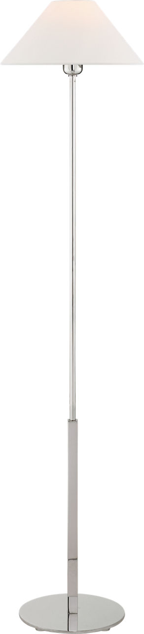Hackney Floor Lamp in Polished Nickel with Linen Shade