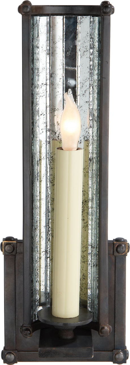 Kate Small Wall Sconce in Aged Iron with Antique Mirror