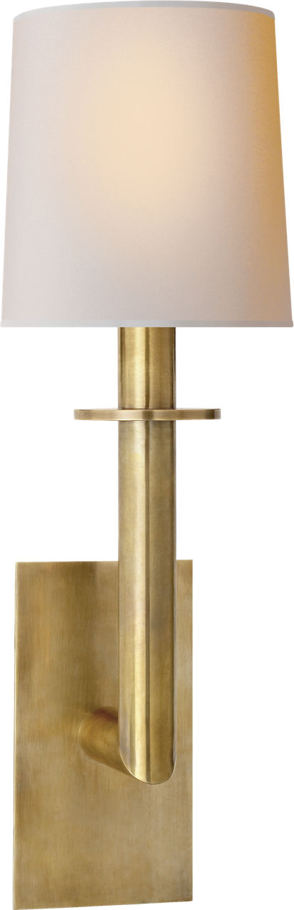 Dalston Sconce in Hand-Rubbed Antique Brass with Natural Paper Shade