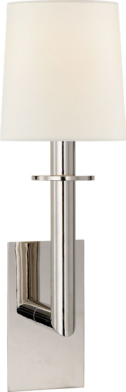 Dalston Sconce in Polished Nickel with Linen Shade