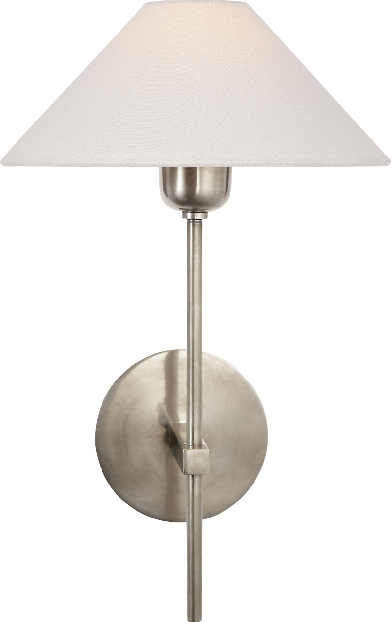Hackney Single Sconce in Antique Nickel with Linen Shade