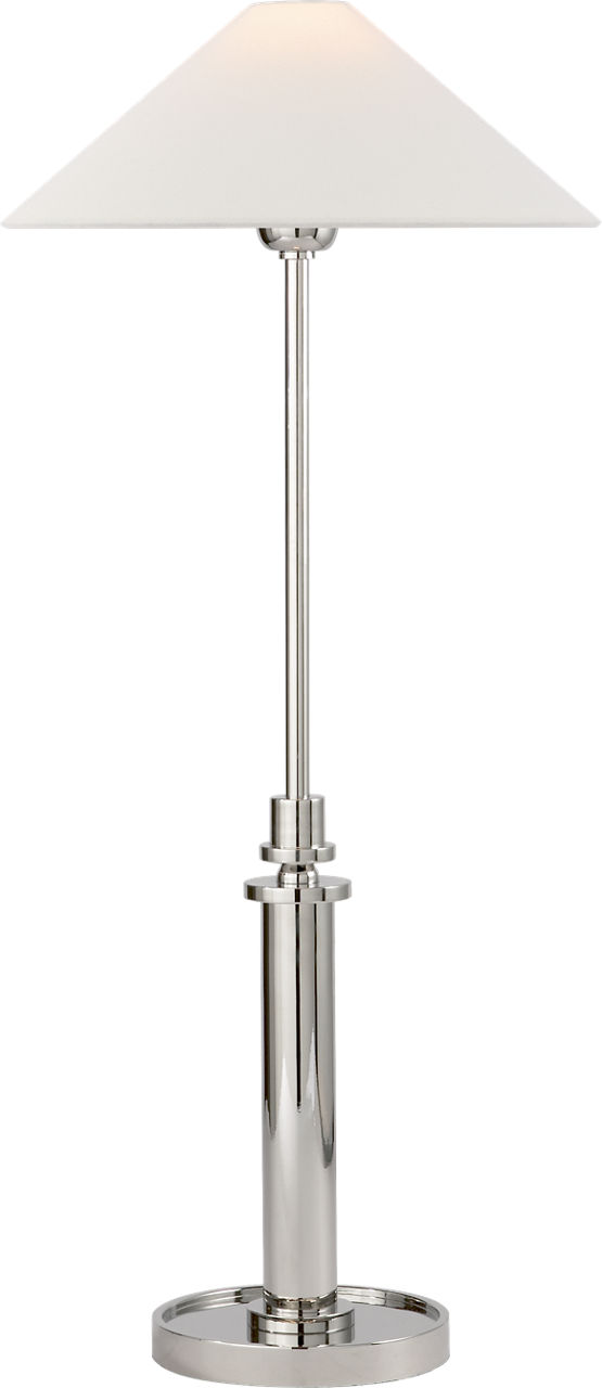 Hargett Buffet Lamp in Polished Nickel with Linen Shade