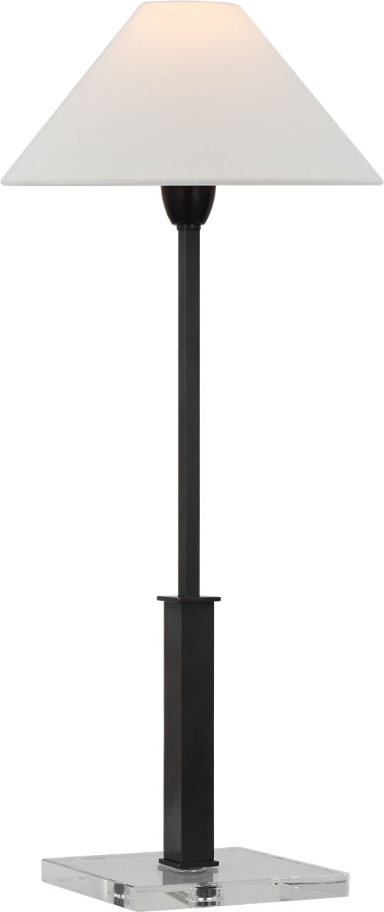 Asher Table Lamp in Bronze and Crystal with Linen Shade