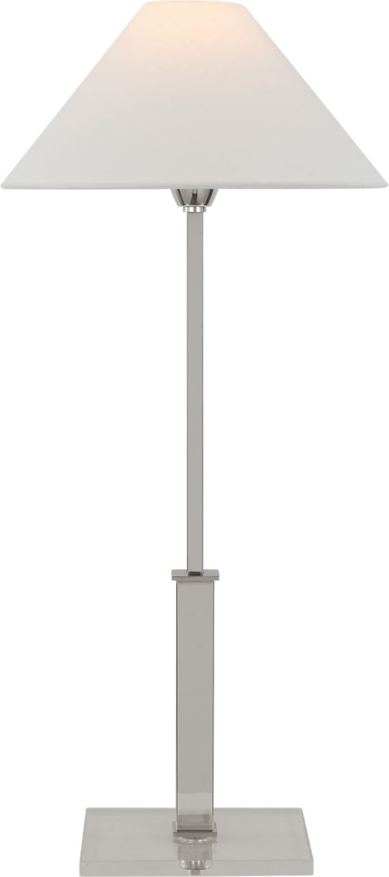 Asher Table Lamp in Polished Nickel and Crystal with Linen Shade