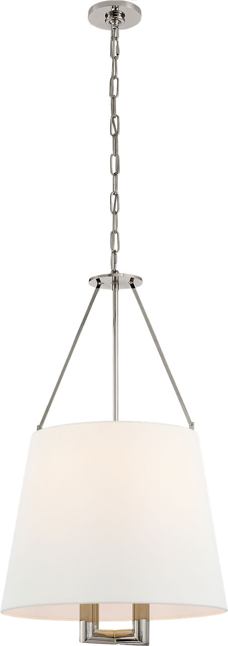 Dalston Hanging Shade in Polished Nickel with Linen Shade
