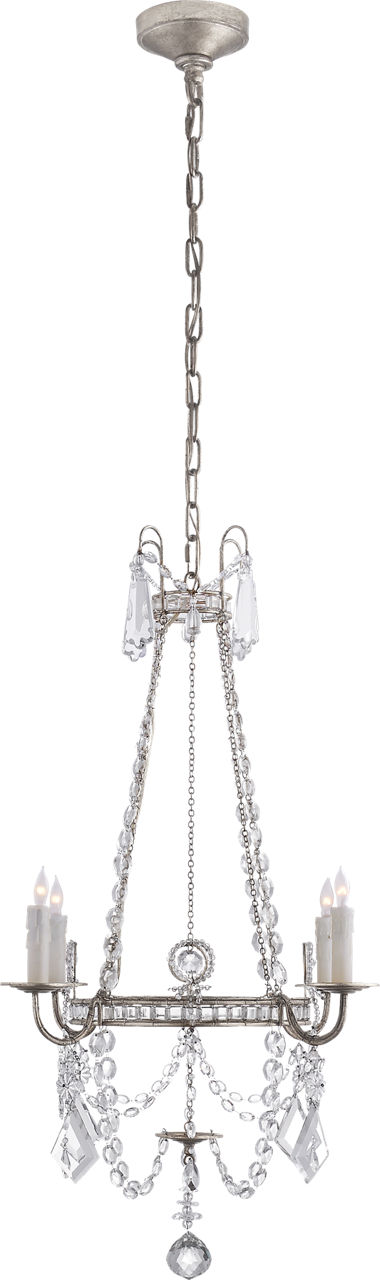 Sharon Small Chandelier in Burnished Silver Leaf with Crystal Trim