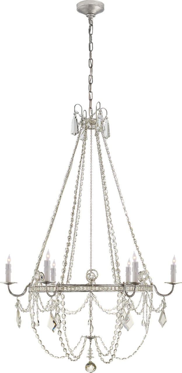 Sharon Medium Chandelier in Burnished Silver Leaf with Crystal Trim