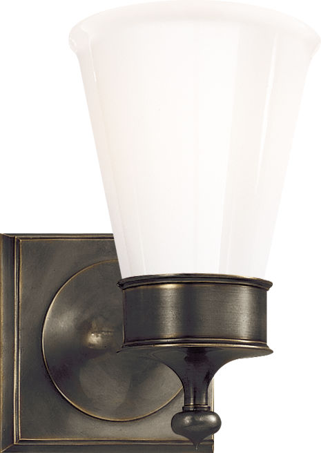 Siena Single Sconce in Bronze with White Glass