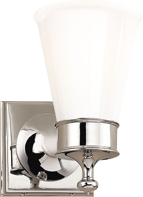 Siena Single Sconce in Polished Nickel with White Glass