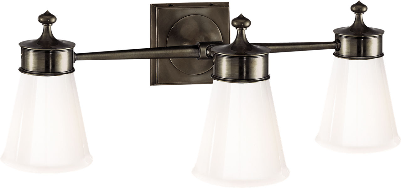 Siena Triple Sconce in Bronze with White Glass