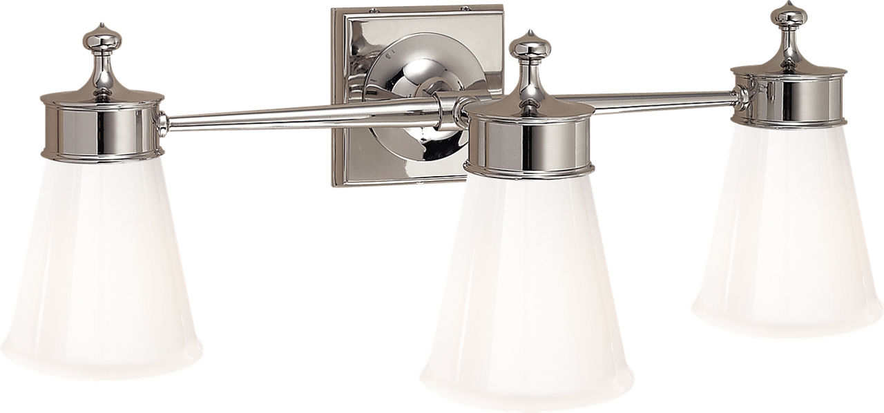 Siena Triple Sconce in Polished Nickel with White Glass