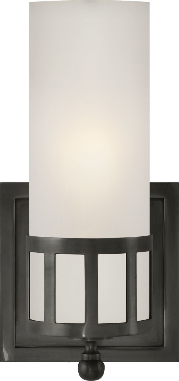 Openwork Single Sconce in Bronze with Frosted Glass