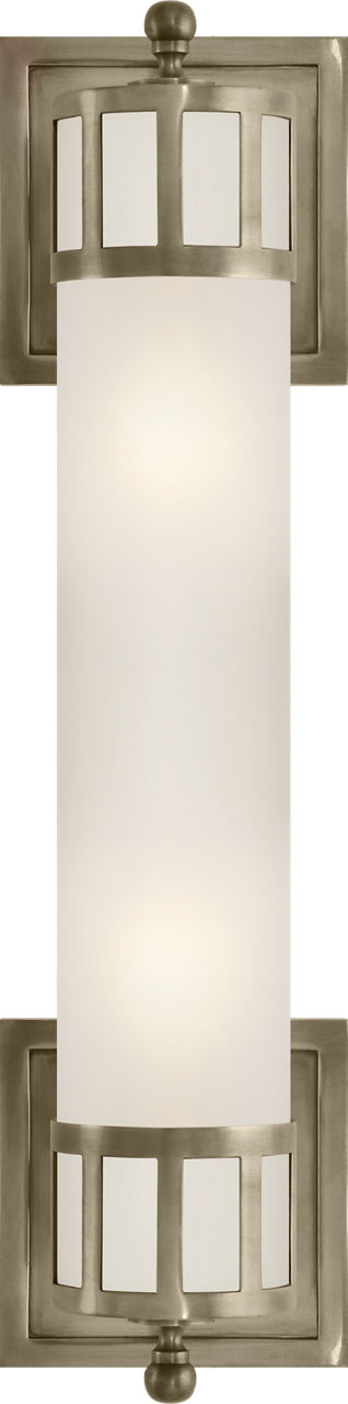 Openwork Medium Sconce in Antique Nickel with Frosted Glass